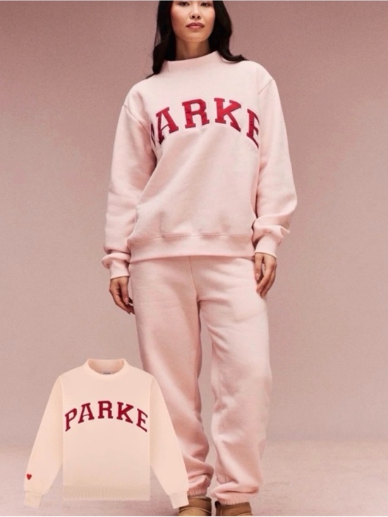 Parke Tops - NWT PARKE Valentine's Varsity Mockneck - Peony + Crimson / L/XL